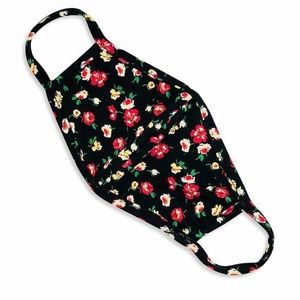 (NWT) FORE COLLECTION Black Floral Pleated Mask OS